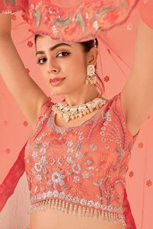 Picture of Aesthetic Dusty Peach Colored Designer Lehenga Choli