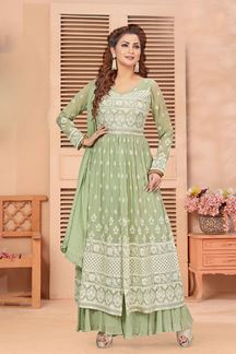 Picture of Delightful Light Green Colored Designer Suit