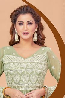 Picture of Delightful Light Green Colored Designer Suit