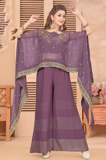 Picture of Vibrant Light Purple Colored Designer Indo-Western Suit