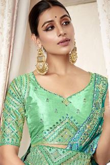 Picture of Charismatic Teal Colored Designer Saree