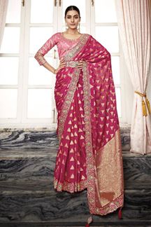 Picture of Breathtaking Dark Pink Colored Designer Saree