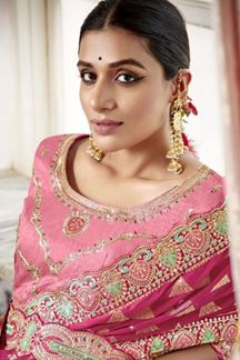 Picture of Breathtaking Dark Pink Colored Designer Saree