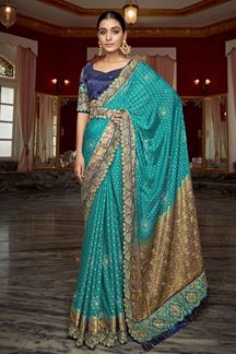 Picture of Ethnic Sky Blue Colored Designer Saree