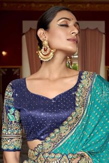 Picture of Ethnic Sky Blue Colored Designer Saree