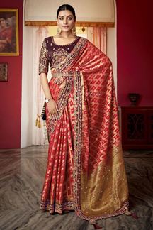 Picture of Striking Red Colored Designer Saree
