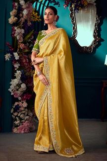 Picture of Classy Yellow Colored Designer Saree