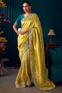 Picture of Awesome Yellow Colored Designer Saree