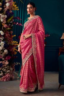 Picture of Dashing Pink Colored Designer Saree