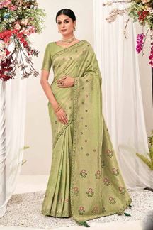Picture of Breathtaking Green Colored Designer Saree