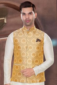 Picture of Charismatic Beige Colored Designer Readymade Nehru style Jackets