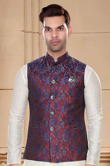 Picture of Magnificent Blue Colored Designer Readymade Nehru style Jackets