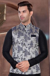 Picture of Marvelous Silver Colored Designer Readymade Nehru style Jackets