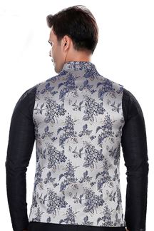 Picture of Marvelous Silver Colored Designer Readymade Nehru style Jackets