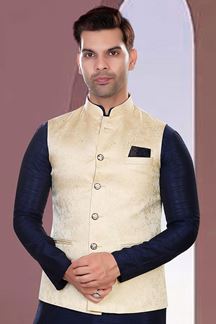 Picture of Dashing Ivory Colored Designer Readymade Nehru style Jackets