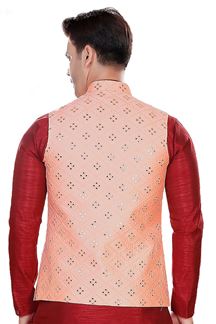 Picture of Stylish Peach Colored Designer Readymade Nehru style Jackets