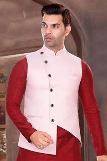 Picture of Splendid Pink Colored Designer Readymade Nehru style Jackets