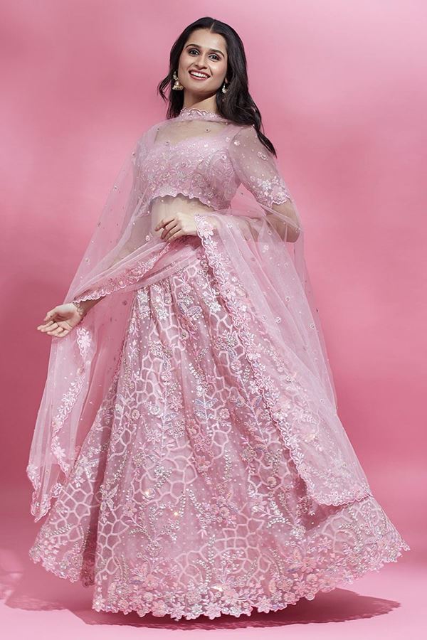 Picture of Creative Coral Pink Colored Designer Lehenga Choli