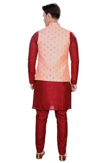 Picture of Impressive Maroon Colored Designer Readymade Kurta, Payjama with Jacket Sets