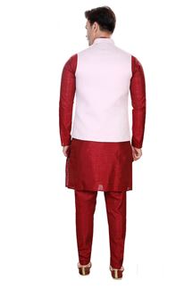 Picture of Enticing Maroon Colored Designer Readymade Kurta, Payjama with Jacket Sets