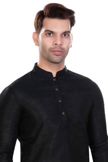 Picture of Exquisite Black Colored Designer Kurta Payjama Set