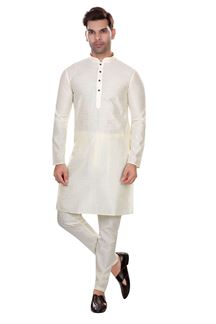 Picture of Exuberant Cream Colored Designer Kurta Payjama Set