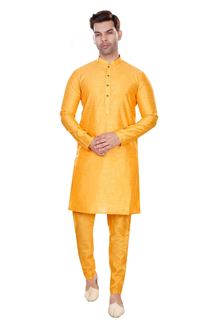 Picture of Majestic Yellow Colored Designer Kurta Payjama Set