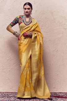 Picture of Striking Yellow Colored Designer Saree