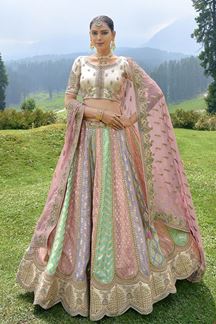 Picture of Amazing Multi and Cream Colored Sangeet Designer Lehenga Choli