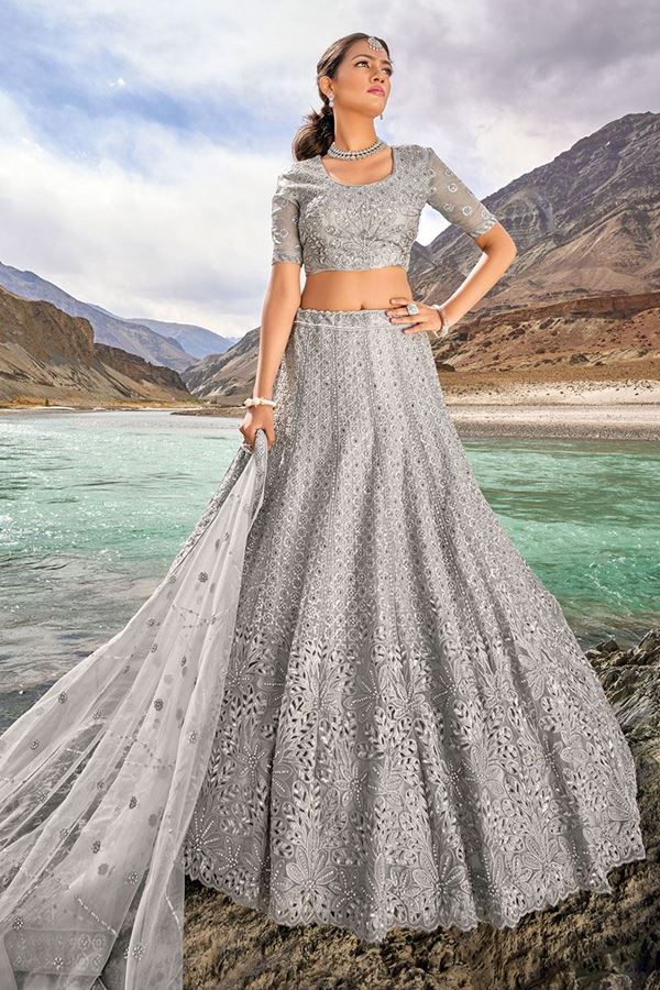 Picture of Outstanding Grey Colored Designer Lehenga Choli