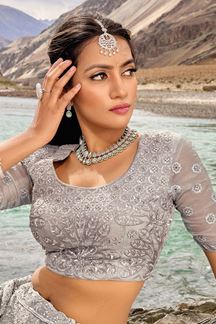 Picture of Outstanding Grey Colored Designer Lehenga Choli