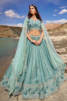 Picture of Smashing Light Green Colored Designer Lehenga Choli