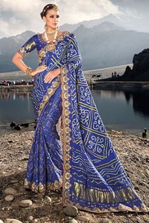 Picture of Charming Royal Blue Colored Designer Saree