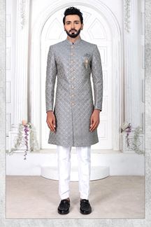 Picture of AmazingGray and White Colored Men’s Sherwani