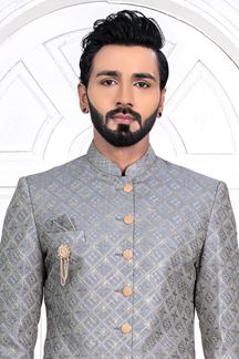 Picture of AmazingGray and White Colored Men’s Sherwani