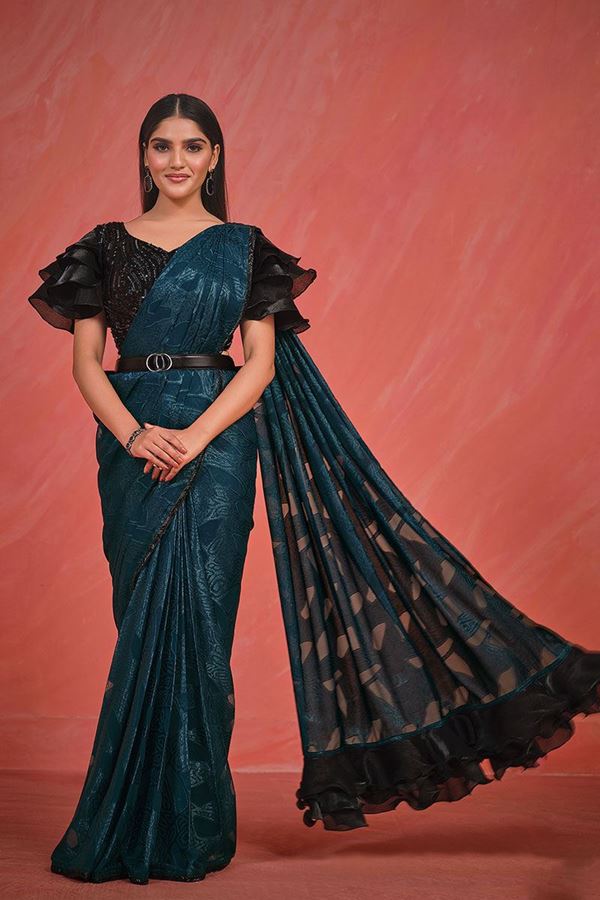 Picture of Breathtaking Blue Colored Designer Saree