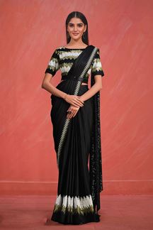 Picture of Dazzling Black Colored Designer Saree
