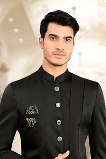 Picture of Awesome Black Colored Designer Readymade Men's Jodhpuri Suit
