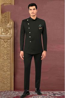 Picture of Dashing Black Colored Designer Readymade Men's Jodhpuri Suit