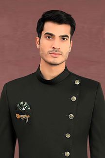 Picture of Dashing Black Colored Designer Readymade Men's Jodhpuri Suit