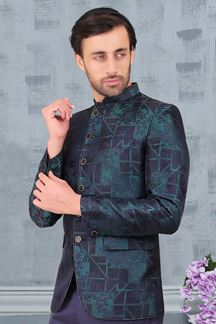 Picture of Amazing Blue Colored Designer Readymade Men's Jodhpuri Suit