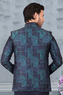 Picture of Amazing Blue Colored Designer Readymade Men's Jodhpuri Suit