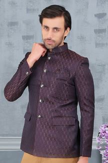 Picture of Charismatic Blue and Maroon Colored Designer Readymade Men's Jodhpuri Suit