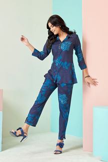 Picture of Heavenly Navy Blue Colored Designer Co-ord Sets