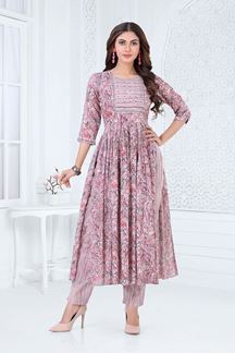 Picture of Gorgeous Onion Pink Colored Designer Readymade Kurti Set