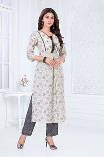 Picture of Dashing Black and White Colored Designer Readymade Kurti Set