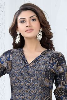 Picture of Stylish Blue Colored Designer Readymade Kurti Set