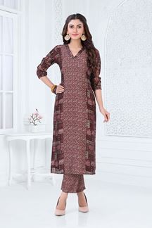 Picture of Amazing Maroon Colored Designer Readymade Kurti Set