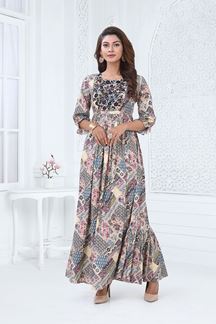 Picture of Fashionable Multi and Black Colored Designer Readymade Long Kurti 