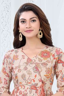 Picture of Fascinating Peach Colored Designer Readymade Kurti Set